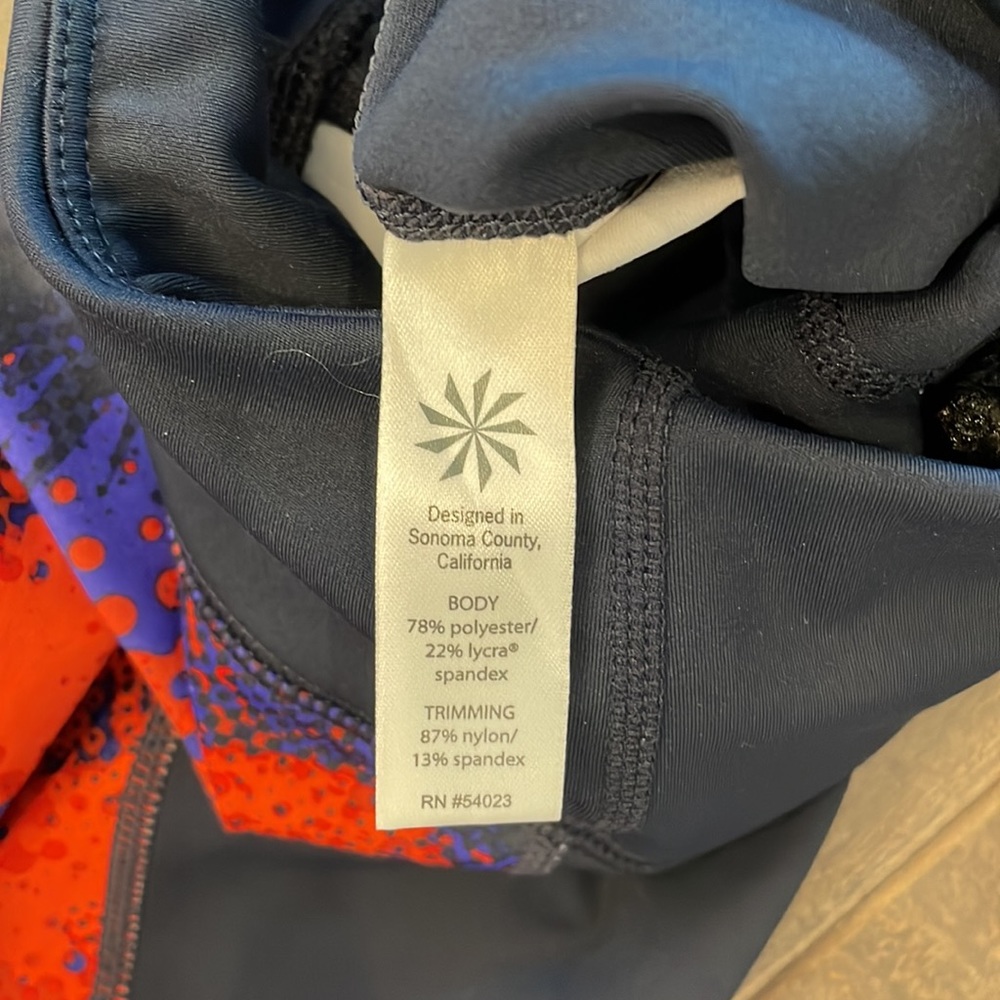 Athleta Black/Blue/Orange Patterned Leggings, Siz… - image 6